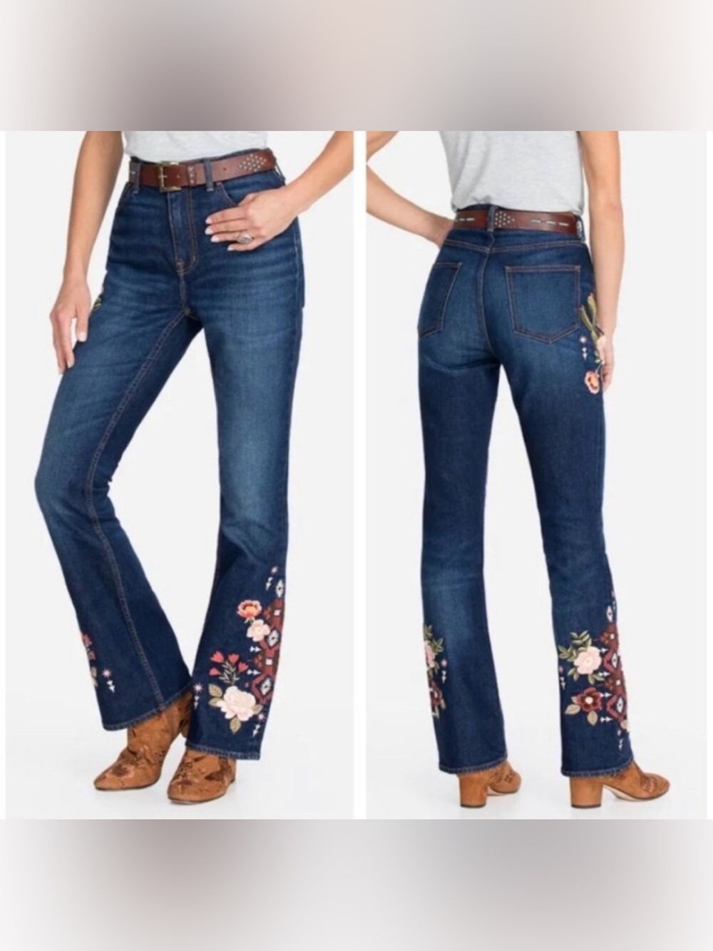 Johnny Was Jesse Embroidered Boot Cut Jeans